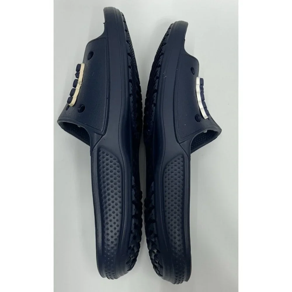 NEW Crocs Classic Slides Sandals M7/W9 Slip On Navy Blue Unisex Croc Logo Charm
